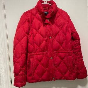 Women’s lands end Vibrant Red Quilted down feather blend Jacket